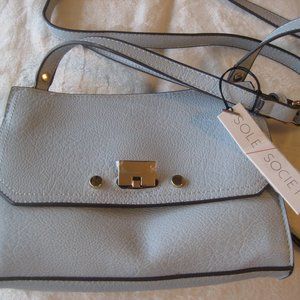 Sole Society Blue Faux Leather Crossbody Purse New